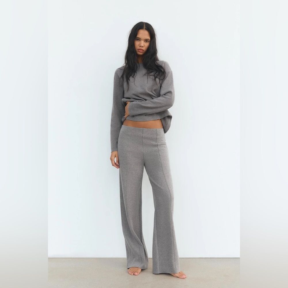 Zara Pants Soft Straight Leg Pants Anthracite Gray S NWT